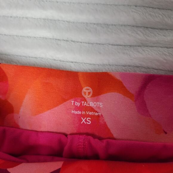 T By Talbots Floral Skort XS Pink Red Cotton Stretch Lined Pockets Retro Artsy - Picture 5 of 10